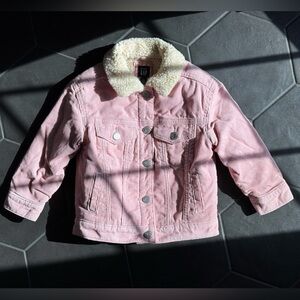 Pink Corduroy Kids Jacket with Sherpa Collar